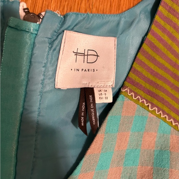 HD In Paris Anthropologie Eyelet Gingham A-Line Dress Women's Size 0. EUC - Picture 3 of 9